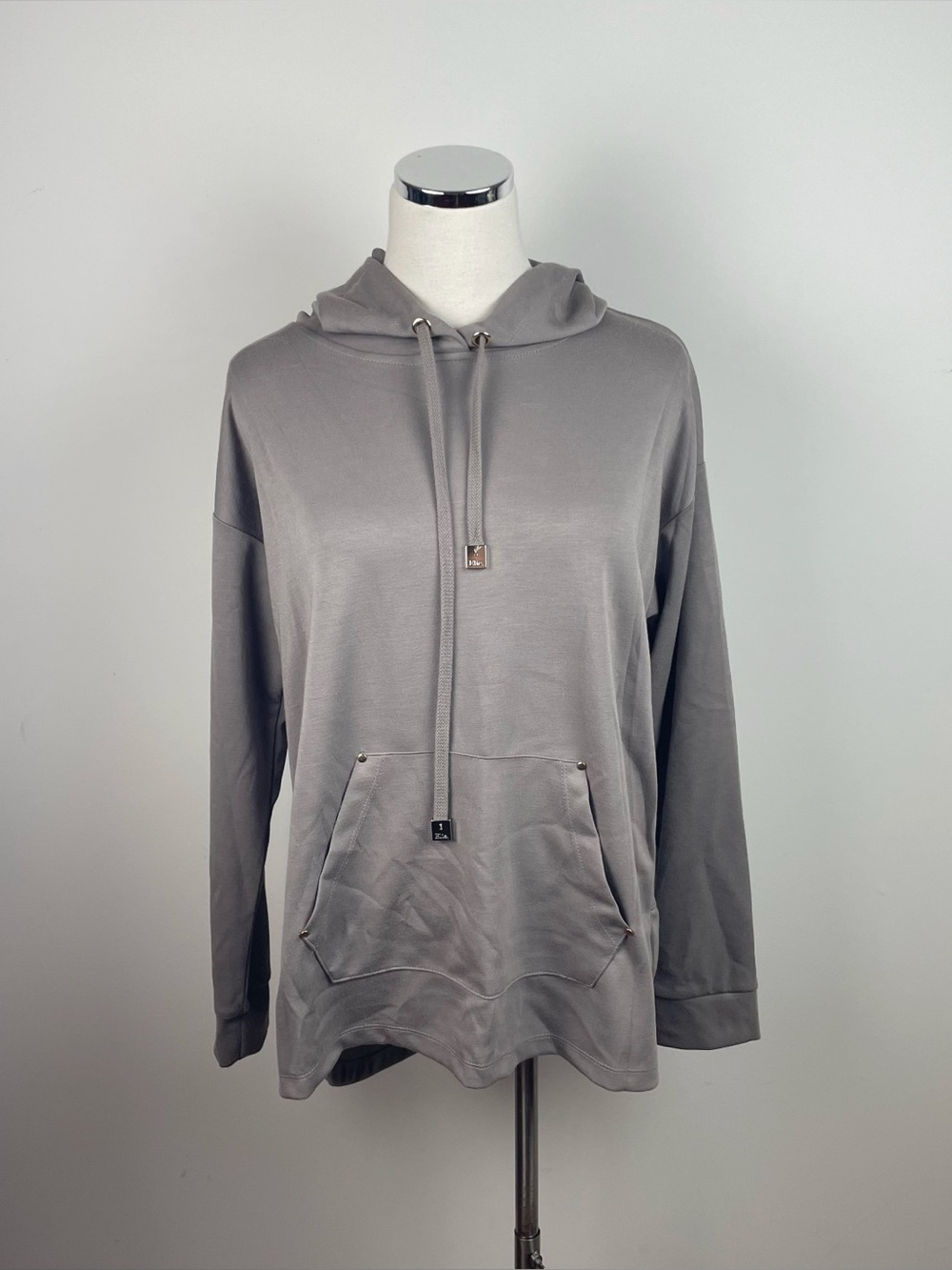Elie Tahari Solid Brown Hooded Sweatshirt Top Women Large